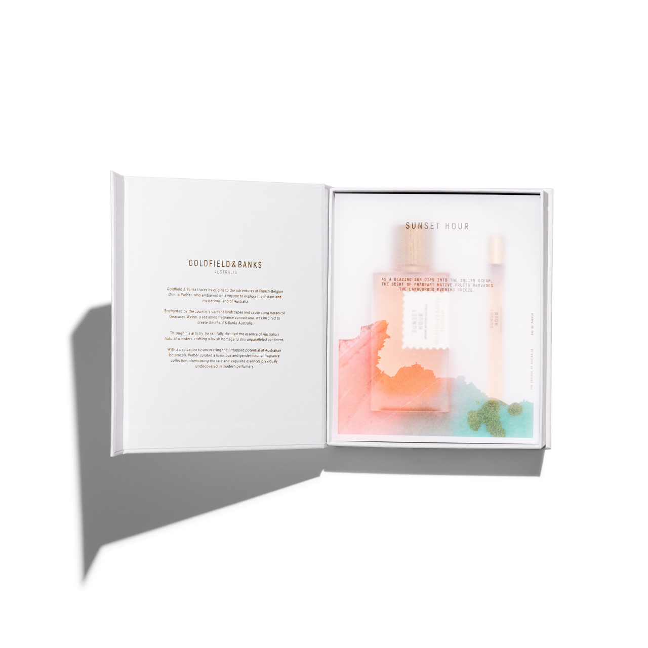 Sunset Hour Holiday Gift Set with Eau de Parfum and travel spray in embossed box